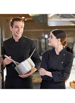 NIBEMINENT Chef Coat Stain-resistant Unisex Chef Shirt with Long Sleeve Stand Collar for Kitchen Bakery Restaurant Cook Uniform for Waiters  - Image 3