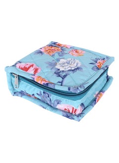 Kuber Industries Kuber Industries Jewellery Kit | Cotton Green Flower Cosmetic Kit | Travel 5 Pouch Jewellery Box | Makeup Kit for Watches | Bracelets | Earring | Small Size| Green  - Image 1