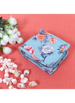Kuber Industries Kuber Industries Jewellery Kit | Cotton Green Flower Cosmetic Kit | Travel 5 Pouch Jewellery Box | Makeup Kit for Watches | Bracelets | Earring | Small Size| Green  - Image 4