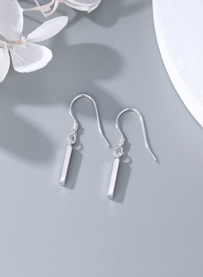 SLUYNZ 925 Sterling Silver Small Vertical Bar Drop Earrings for Women Teen Girls Minimalist Bar Drop Earrings (Silver) - Image 5