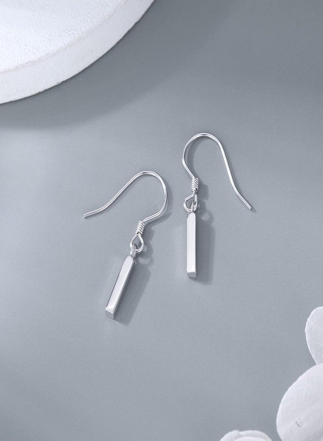 SLUYNZ 925 Sterling Silver Small Vertical Bar Drop Earrings for Women Teen Girls Minimalist Bar Drop Earrings (Silver) - Image 4