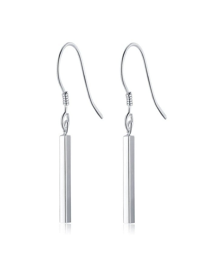 SLUYNZ 925 Sterling Silver Small Vertical Bar Drop Earrings for Women Teen Girls Minimalist Bar Drop Earrings (Silver) - Image 1