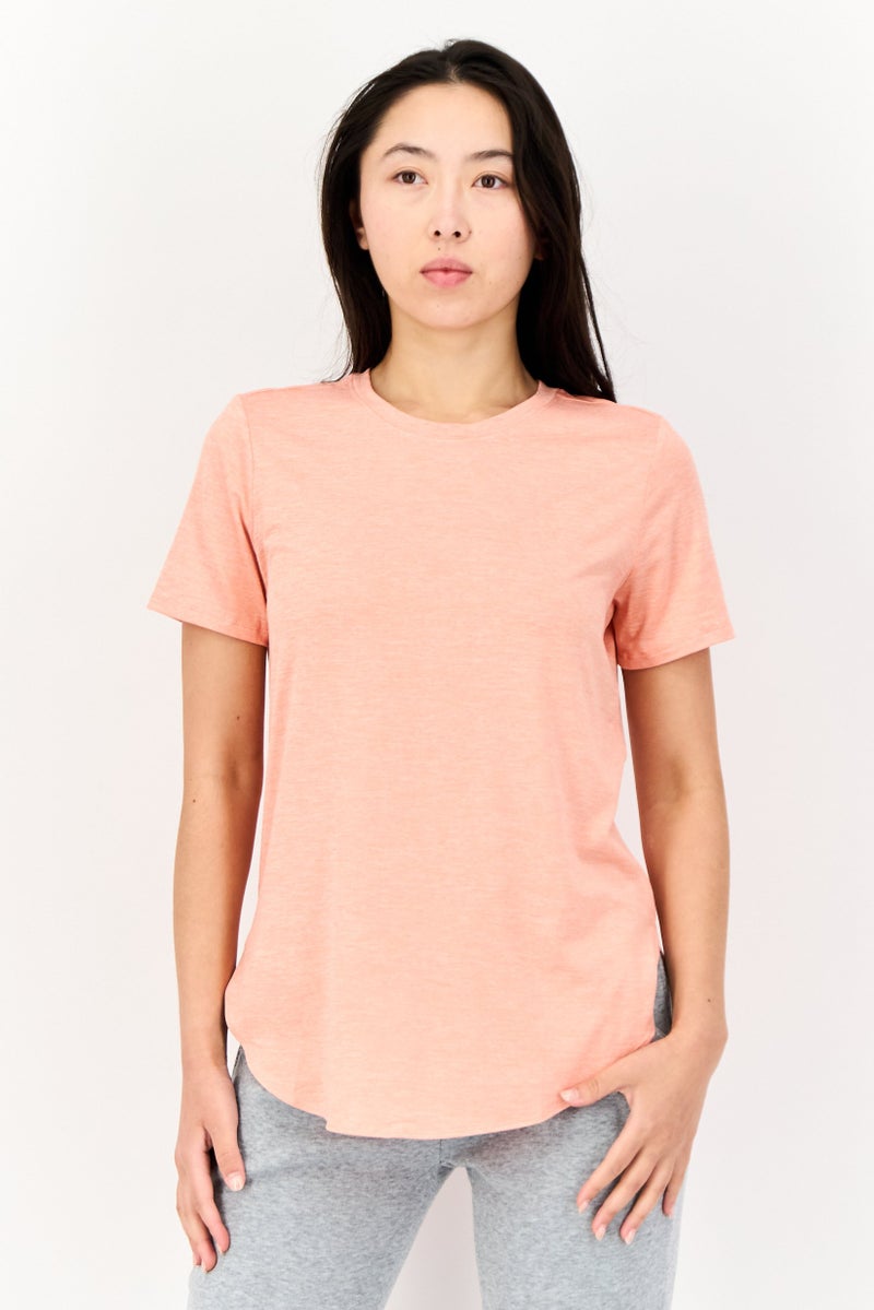 SKECHERS Women Sportswear Fit Short Sleeve Training T-Shirts, Peach - Image 1