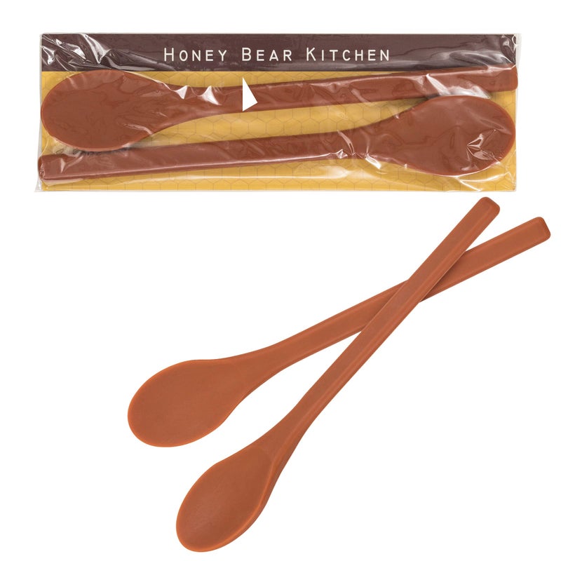 Honey Bear Kitchen Silicone Stirring Spoon (Set of 2, Honey Bear Brown) for Coffee & Tea - Image 1