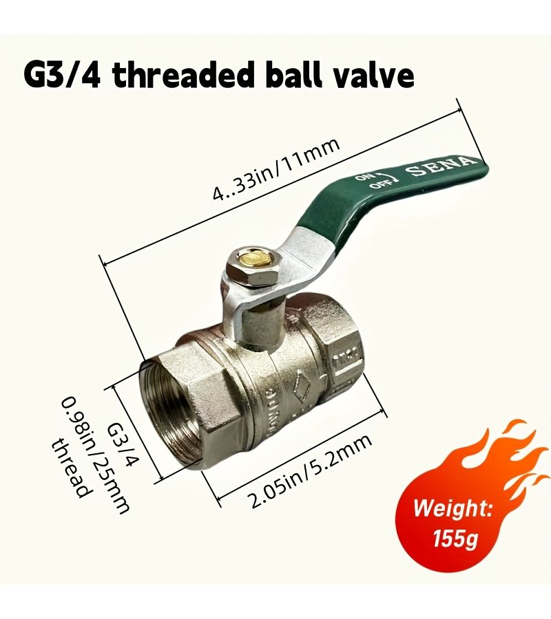 صمام كروي من النحاس مطلي بالنيكل G3/4 25 ملم عالي التدفق وخدمة شاقة - Image 4