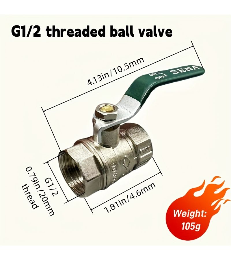 صمام كروي من النحاس مطلي بالنيكل G3/4 25 ملم عالي التدفق وخدمة شاقة - Image 3