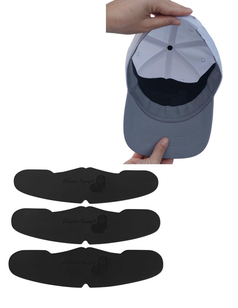 Shapers Image 3 pcs Baseball Crown Shaper Inserts for Low Profile Fitted & Snapback Caps, Washable Reusable Sports Hat Liner Black - Image 1