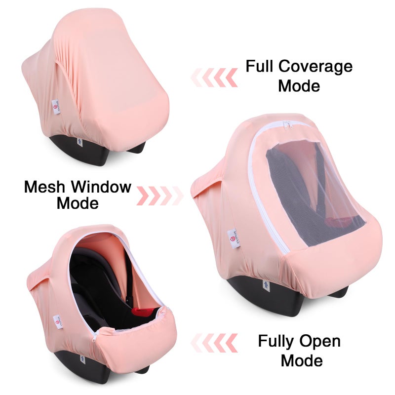 Metplus 2-in-1 Baby Car Seat Cover, Multi Use Cover for Baby Car Seat Canopy with Privacy Sun Shade, Protect Your Baby's Safety Seat with Style, Infant Carrier Covers for Boys & Girls - Image 2