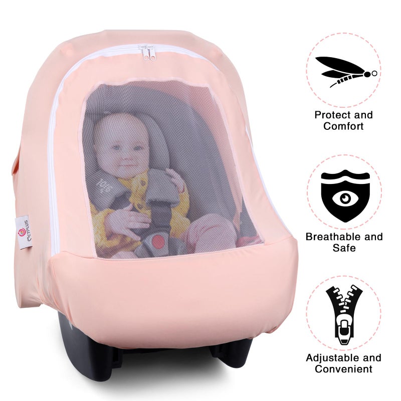 Metplus 2-in-1 Baby Car Seat Cover, Multi Use Cover for Baby Car Seat Canopy with Privacy Sun Shade, Protect Your Baby's Safety Seat with Style, Infant Carrier Covers for Boys & Girls - Image 4