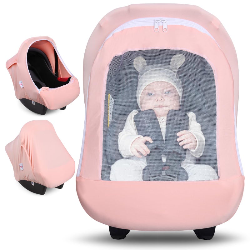 Metplus 2-in-1 Baby Car Seat Cover, Multi Use Cover for Baby Car Seat Canopy with Privacy Sun Shade, Protect Your Baby's Safety Seat with Style, Infant Carrier Covers for Boys & Girls - Image 1