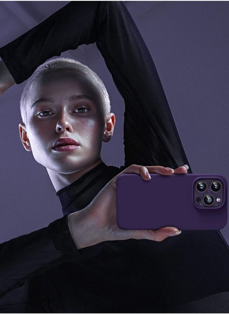 5 in 1 for iPhone 14 Pro Max Case, with 2 Pack Screen Protector + 2 Pack Camera Lens Protector, Liquid Silicone Slim Shockproof Cover [Anti-Scratch] [Drop Protection] 6.7 Inch, Deep Purple - Image 3
