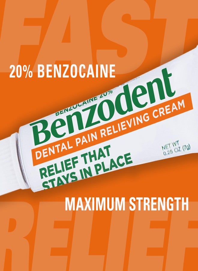 Benzodent كريم بنزودينت لتخفيف آلام الأسنان والفم بقوة قصوى للأطقم، قرح الفم، وتقويم الأسنان، مخدر موضعي يدوم طويلاً، 0.25 أونصة - Image 2