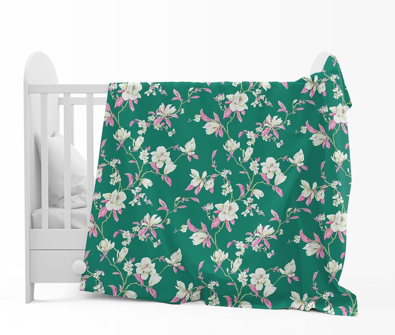 Divine Casa 120 GSM Microfiber Single Kids Dohar 04 Years Soft Lightweight Throw Blanket Cozy Breathable AllSeason Comfort 140 x 100 CM Floral Pattern Bristol Blue