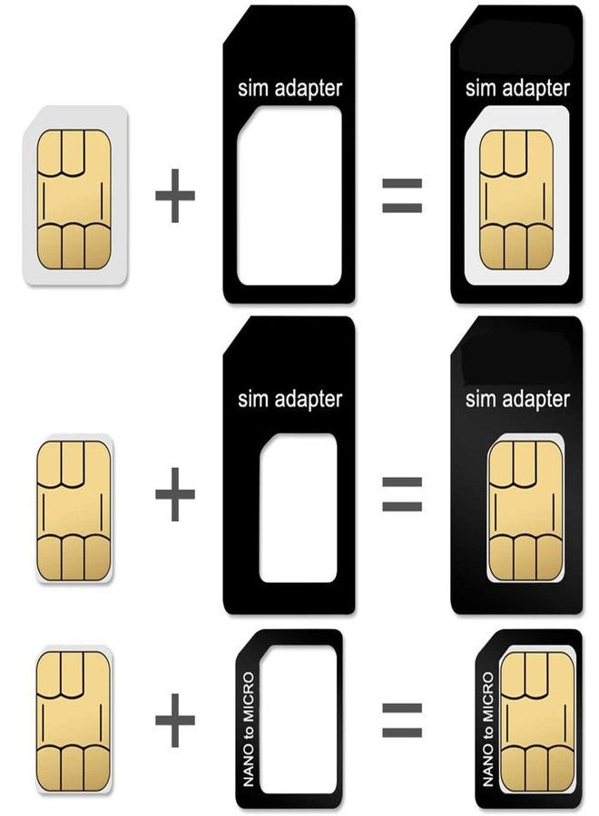 CKANDAY 10 Pack SIM Card Adapter Kit, 4 in 1 Nano Micro Standard Converter Kit with Steel SIM Tray Eject Pin 1, Black - Image 2