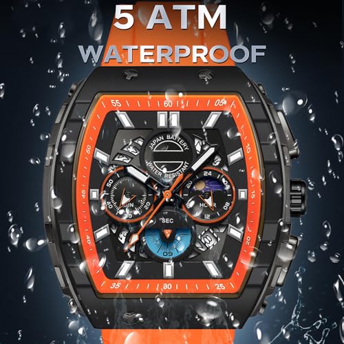 findtime Watches for Men Relojes para Hombres Unique White Blue Gold Wrist Watch Waterproof Sport Military Big Face Chronograph Analog Quartz Watch - Image 4