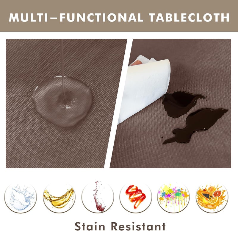 Nasitos 2 Pack Plastic Table Cloth for Rectangle Tables 60x102 Inch-Flannel Backed Vinyl Dark Coffee Table Covers, Stain Resistant Waterproof Plastic Table Cloth for Dining Table, Parties and Camping - Image 2