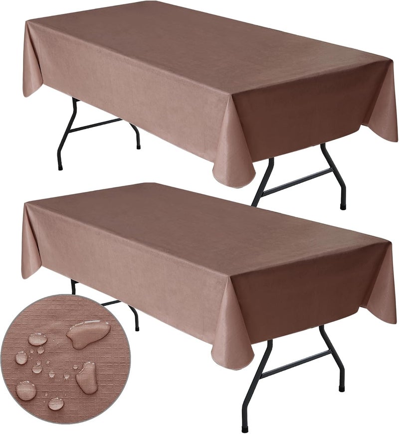 Nasitos 2 Pack Plastic Table Cloth for Rectangle Tables 60x102 Inch-Flannel Backed Vinyl Dark Coffee Table Covers, Stain Resistant Waterproof Plastic Table Cloth for Dining Table, Parties and Camping - Image 1