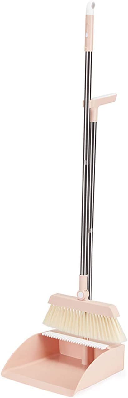 Volbit Plastic Broom and Dustpan Set Fordable Windproof Dust Pan with Aluminum Handle Upright Standing Floor Sweep - Image 1
