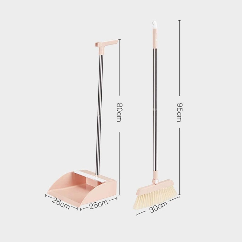 Volbit Plastic Broom and Dustpan Set Fordable Windproof Dust Pan with Aluminum Handle Upright Standing Floor Sweep - Image 2