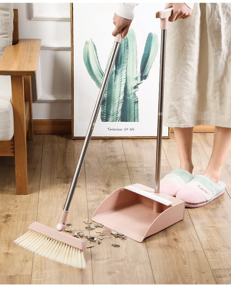 Volbit Plastic Broom and Dustpan Set Fordable Windproof Dust Pan with Aluminum Handle Upright Standing Floor Sweep - Image 4