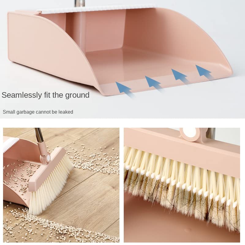 Volbit Plastic Broom and Dustpan Set Fordable Windproof Dust Pan with Aluminum Handle Upright Standing Floor Sweep - Image 5