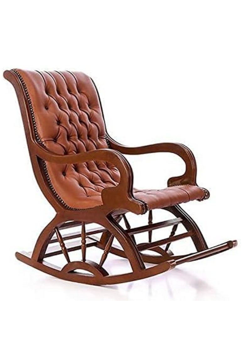 كرسي هزاز خشب زان جلد هافان - Image 2