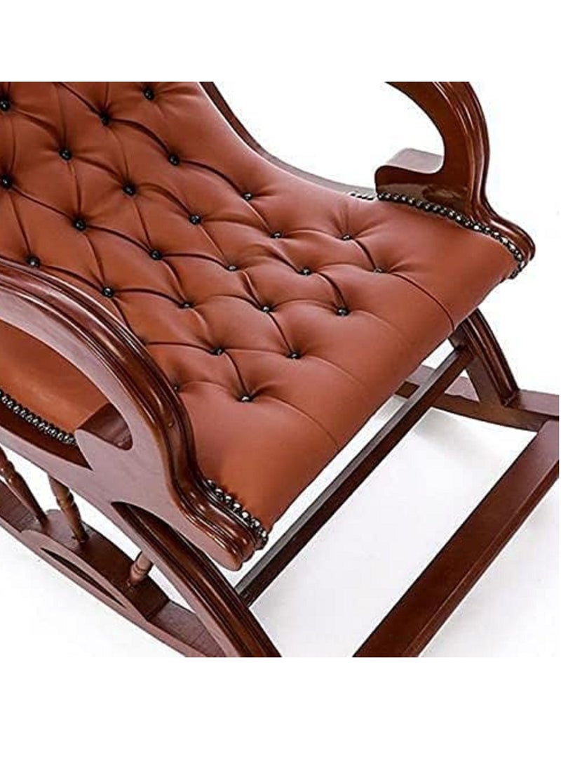 كرسي هزاز خشب زان جلد هافان - Image 3