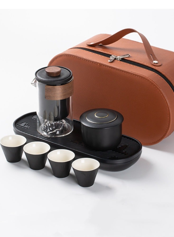 Mountain View Simple Glass Quick Cup Portable Travel Kung Fu Tea Set Outdoor Camping Car Storage Bag - Image 1