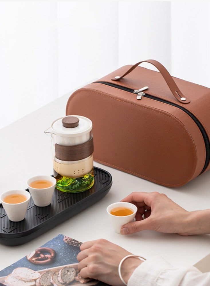 Mountain View Simple Glass Quick Cup Portable Travel Kung Fu Tea Set Outdoor Camping Car Storage Bag - Image 2