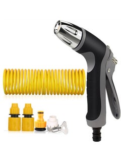 Gerenic Garden Spiral Hose Nozzle Set with High Pressure Washer Spray Gun and Connectors, Telescopic Coil Spring Water Pipe for Car and Pet Washing, Lawn and Plant Watering, Home Cleaning - 50ft, 15m yellow  - Image 1