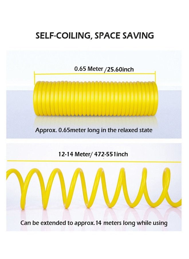 Gerenic Garden Spiral Hose Nozzle Set with High Pressure Washer Spray Gun and Connectors, Telescopic Coil Spring Water Pipe for Car and Pet Washing, Lawn and Plant Watering, Home Cleaning - 50ft, 15m yellow  - Image 3