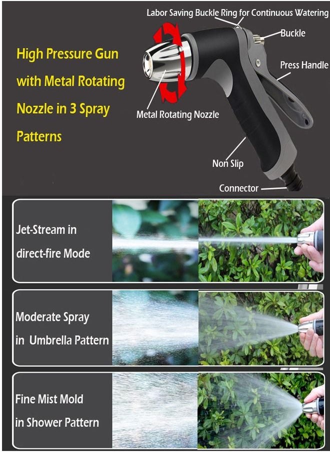 Gerenic Garden Spiral Hose Nozzle Set with High Pressure Washer Spray Gun and Connectors, Telescopic Coil Spring Water Pipe for Car and Pet Washing, Lawn and Plant Watering, Home Cleaning - 50ft, 15m yellow  - Image 4