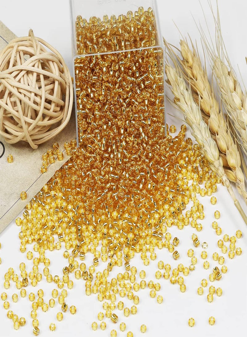 GGOOT Bulk Seed Beads 110 Grams About 350pcs, 3mm 8/0 Transparent Gold core Glass Craft Beads for Making Earrings, Bracelets, Pendants, Waist Jewelry,DIY Handmade Seed Beads（Transparent Gold core）  - Image 2