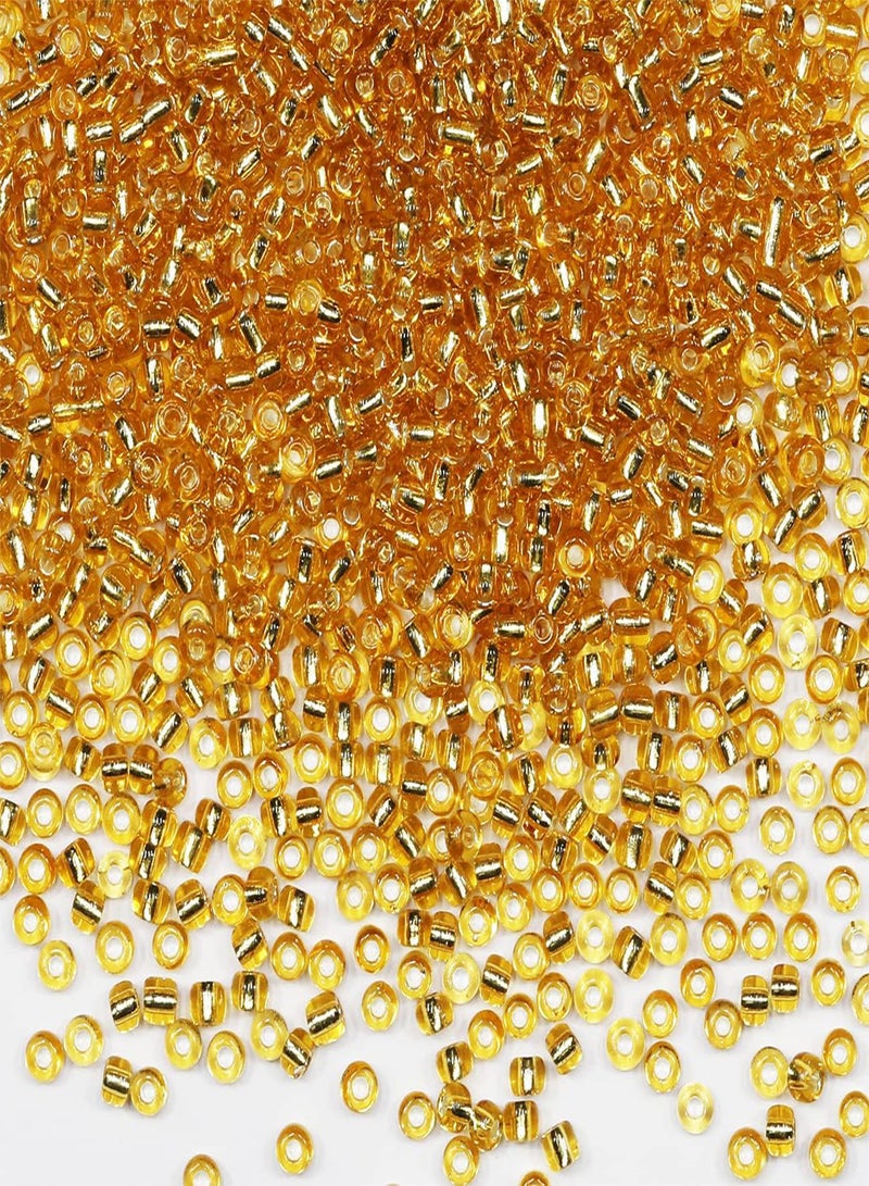 GGOOT Bulk Seed Beads 110 Grams About 350pcs, 3mm 8/0 Transparent Gold core Glass Craft Beads for Making Earrings, Bracelets, Pendants, Waist Jewelry,DIY Handmade Seed Beads（Transparent Gold core）  - Image 1