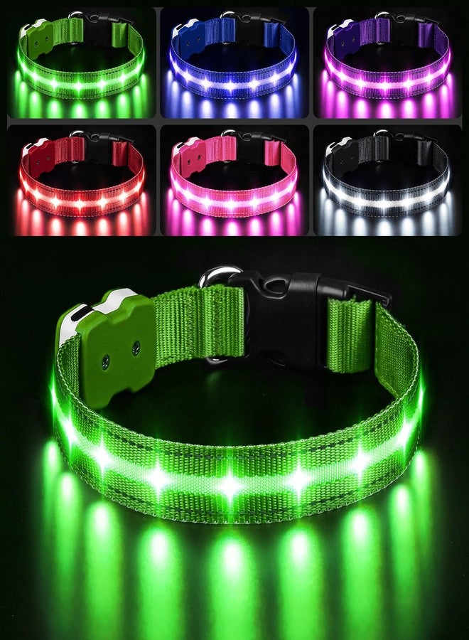 طوق كلاب مضيء من PcEoTllar، طوق LED قابل لإعادة الشحن، مناسب للمشي الليلي، مقاوم للماء، يتوهج في الظلام، مناسب للكلاب الكبيرة والصغيرة والمتوسطة، لون أخضر - Image 1