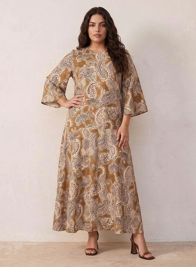 Splash FAV Smart Paisley Print Trapeze Maxi Dress