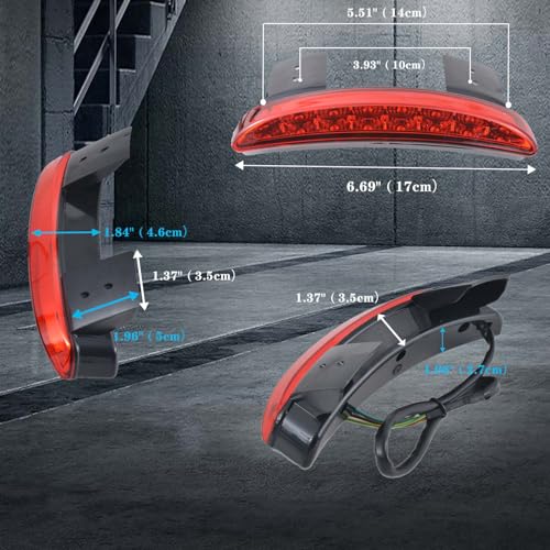 NATGIC 1PC Motorcycle Tail Light Chopped Rear Fender Edge LED Brake Light License Plate Light Stop Running Light for Har*ley Sport-ster XL 883N 1200N XL1200V XL1200X (Red Shell) - Image 3