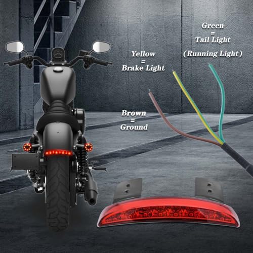 NATGIC 1PC Motorcycle Tail Light Chopped Rear Fender Edge LED Brake Light License Plate Light Stop Running Light for Har*ley Sport-ster XL 883N 1200N XL1200V XL1200X (Red Shell) - Image 5