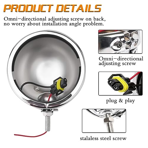 SKTYANTS 4.5 Inch LED Passing Light Motorcycle Fog lights with 4.5 Inch Housing Bucket Bracket Mount Compatible with Touring Electra Glide (Chrome) - Image 4