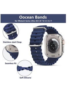 Generic for Apple Watch Band Strap 38mm 40mm 41mm Ocean Silicone Sport Replacement Bands with Stainless Steel Buckle Soft Breathable Wristband for iWatch SE Series 8 7 6 5 4 3 2 1（Midnight Blue）  - Image 4