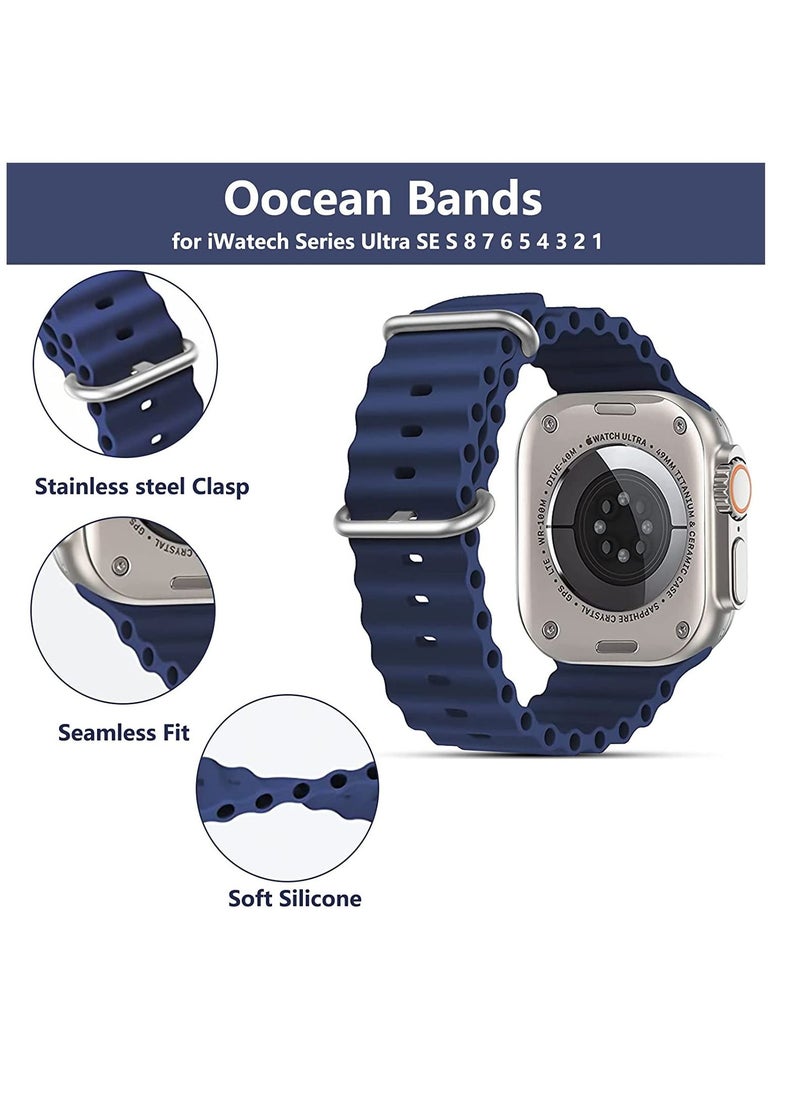 Generic - for Apple Watch Band Strap 38mm 40mm 41mm Ocean Silicone Sport Replacement Bands with Stainless Steel Buckle Soft Breathable Wristband for iWatch SE Series 8 7 6 5 4 3 2 1（Midnight Blue） - Image 1