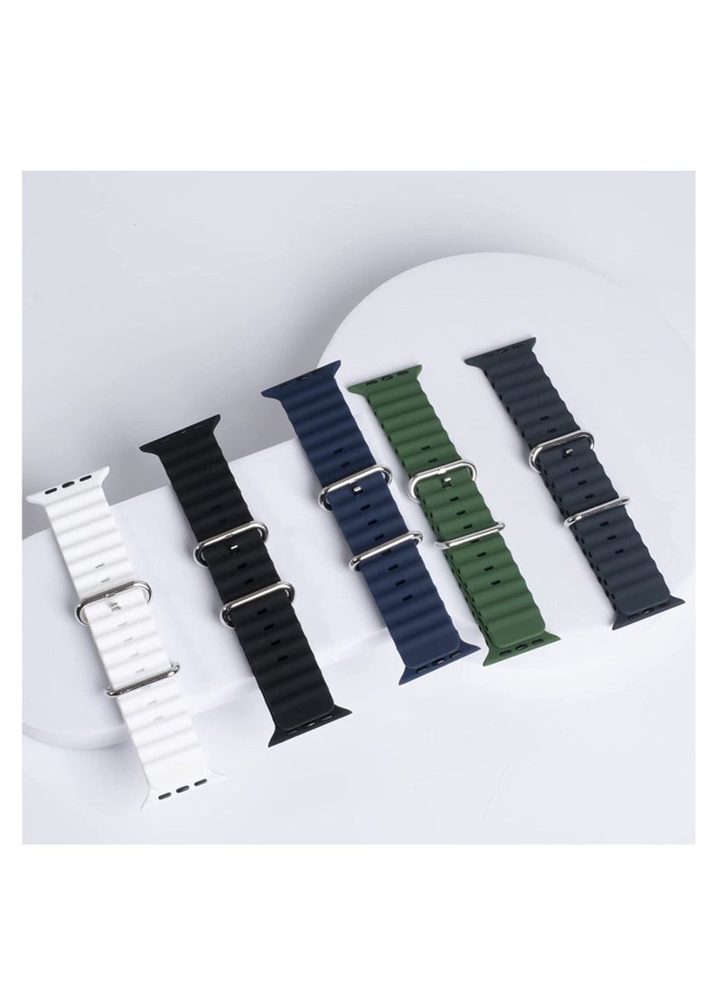 Generic - for Apple Watch Band Strap 38mm 40mm 41mm Ocean Silicone Sport Replacement Bands with Stainless Steel Buckle Soft Breathable Wristband for iWatch SE Series 8 7 6 5 4 3 2 1（Midnight Blue） - Image 1