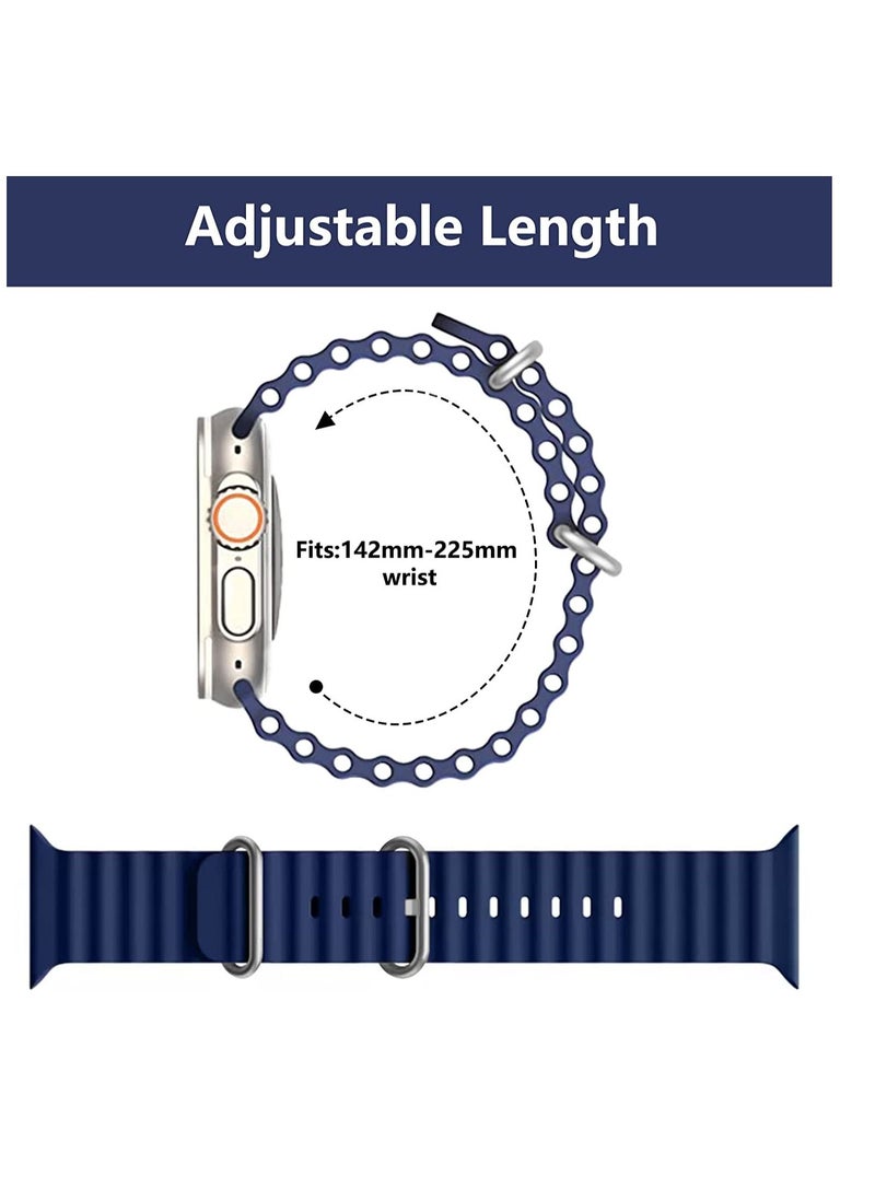 Generic - for Apple Watch Band Strap 38mm 40mm 41mm Ocean Silicone Sport Replacement Bands with Stainless Steel Buckle Soft Breathable Wristband for iWatch SE Series 8 7 6 5 4 3 2 1（Midnight Blue） - Image 1
