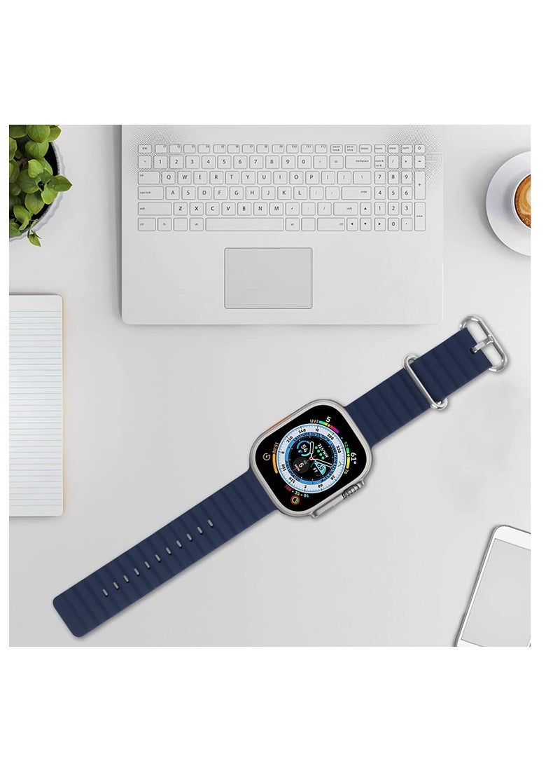 Generic - for Apple Watch Band Strap 38mm 40mm 41mm Ocean Silicone Sport Replacement Bands with Stainless Steel Buckle Soft Breathable Wristband for iWatch SE Series 8 7 6 5 4 3 2 1（Midnight Blue） - Image 1