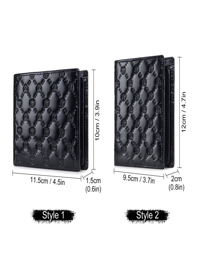 BULLCAPTAIN Vintage Cow Leather Bifold Wallet Card Holder Wallet Purse Gift for Men - Image 3