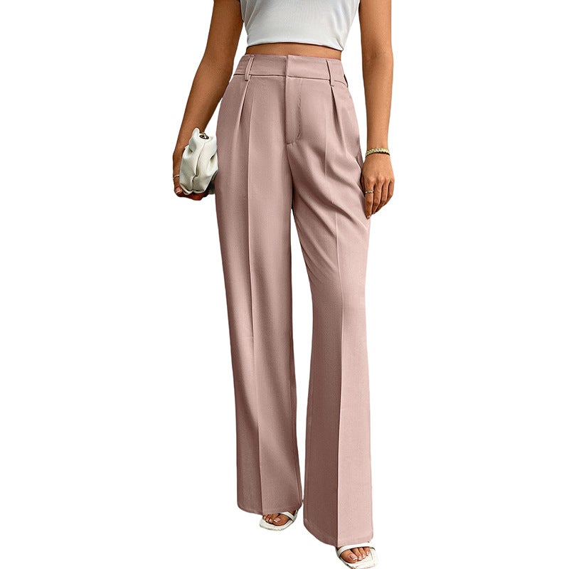 Europe and the United States cross-border high waist suit pants Amazon new womens casual loose straight business commuter wide leg pants women Lotus root starch
