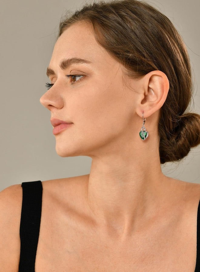 YL Women's Heart Earrings Sterling Silver I Love You Forever Dangle Drop Earrings Created Amethyst Promise Jewelry for Mother - Image 3