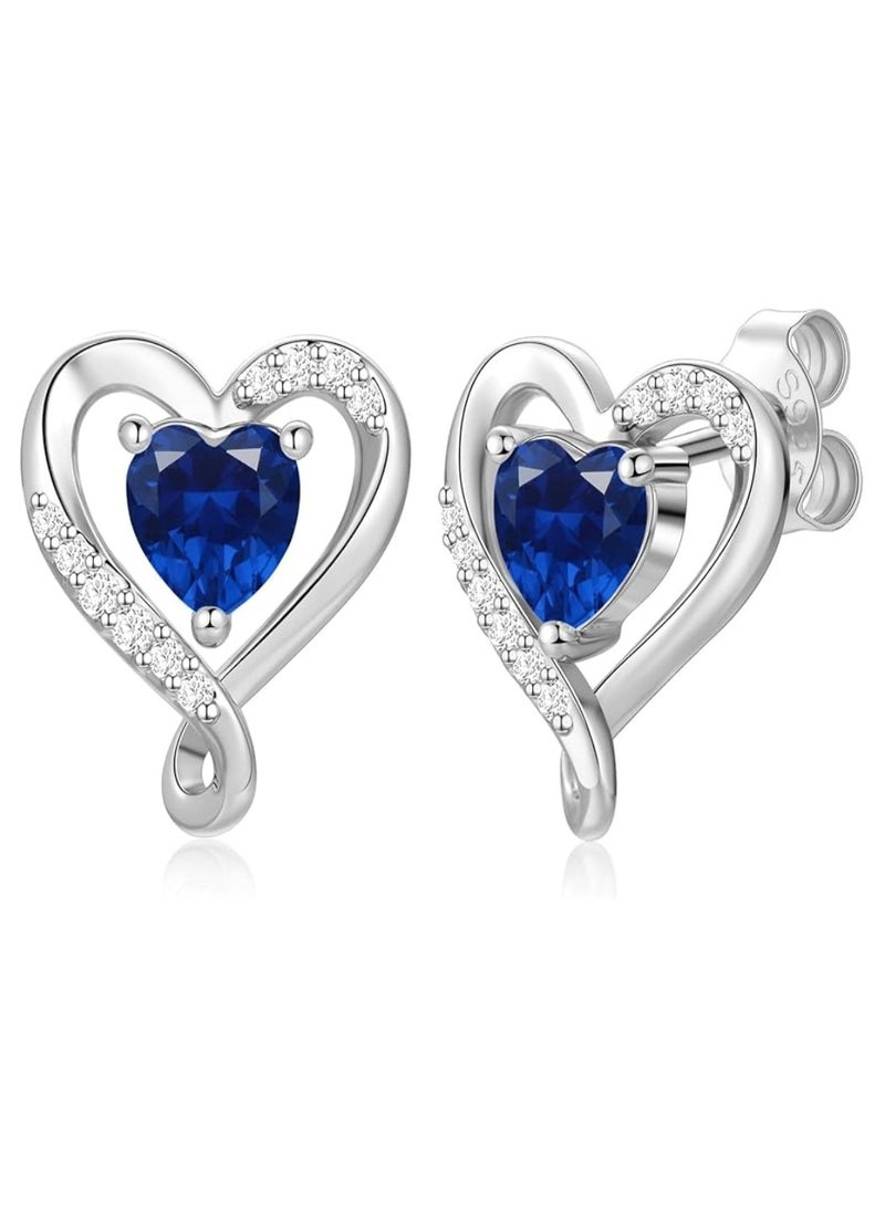 Zifeel Earrings for Women - S925 Sterling Silver Birthstone Heart Studs Earring for Girlfriend, Wife – Anniversary, Birthday ,Valentines Day, Mother’s Day, Gifts Jewellery for Women. - Image 1