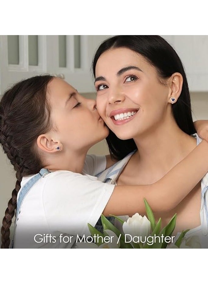 Zifeel Earrings for Women - S925 Sterling Silver Birthstone Heart Studs Earring for Girlfriend, Wife – Anniversary, Birthday ,Valentines Day, Mother’s Day, Gifts Jewellery for Women. - Image 2