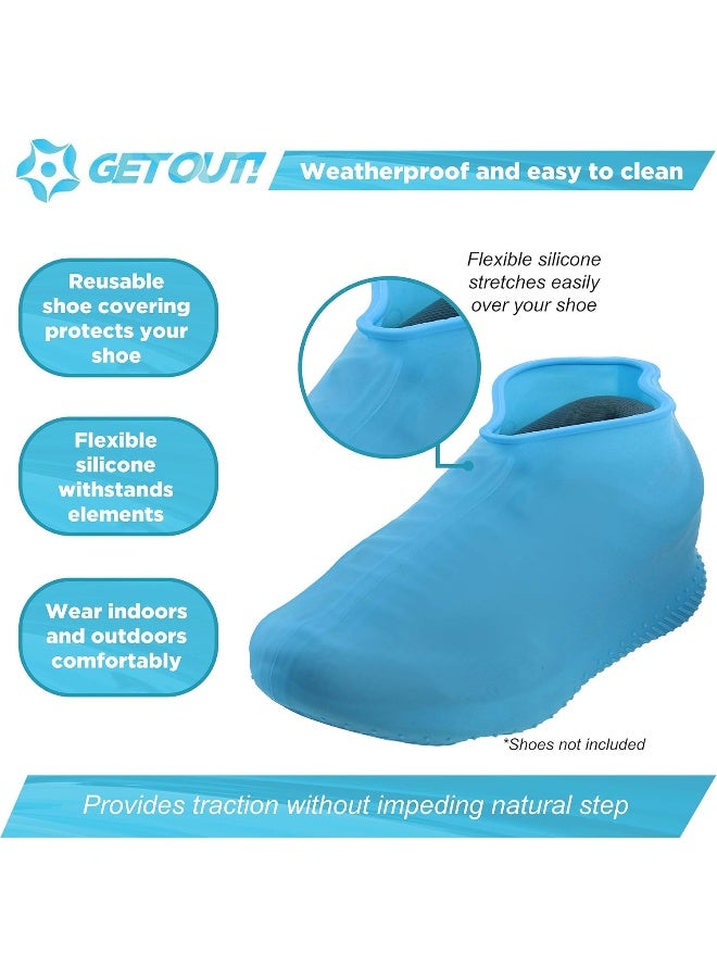 Get Out! Get Out! Silicone Shoe Covers - Rain Shoe Covers Reusable Over The Shoe Galoshes for Women Men - Boots Sneaker Overshoe  - Image 2